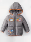 Yeni Trend Sevimli Hayvan Figürlü Cepli Fermuarlı Kapüşonlu Kışlık İçi Peluş Erkek Bebek Mont Şişme - 1