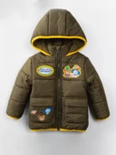 Yeni Trend Sevimli Hayvan Figürlü Cepli Fermuarlı Kapüşonlu Kışlık İçi Peluş Erkek Bebek Mont Şişme - 3