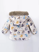 Trend Rakun & Köstebek Figürlü Fermuarlı Varaklı Kapüşonlu Kışlık İçi Peluş Erkek Bebek Mont Şişme - 10