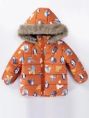 Trend Rakun & Köstebek Figürlü Fermuarlı Varaklı Kapüşonlu Kışlık İçi Peluş Erkek Bebek Mont Şişme - 2