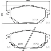 FREN DISK BALATA ON - ARKA UZUN SASE 8LI MITSUBISHI FUSO CANTER FE859 12- EURO5 TFB75 TFB85 TEMSA PRESTIJ 10- - BRAXIS AA0764 - 1