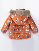 Trend Rakun & Köstebek Figürlü Fermuarlı Varaklı Kapüşonlu Kışlık İçi Peluş Erkek Bebek Mont Şişme - 11