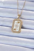 316L Çelik Zincir Altın Renk Mineli Zirkon Taşlı Göz Figür Tarot Kolye - 1