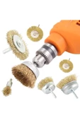 Biotech 6 Parça Pimli Matkap Tel Fırça Seti (38mm+50mm+75mm+100mm) Dairesel +25mm Kalem+75mm Çanak - 2