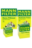 MANN VW Jetta 1.4 Tsi Filtre Bakım Seti 2011-2015 4FK Hava-Yağ-Yakıt-Karbonlu Polen - 1