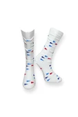 Me-vo  Tekli Beyaz Renkli Unisex Esnek Nem Alabilen Pamuklu Desenli Soket Çorap thumbnail 1