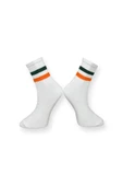 Me-vo  Tekli Çizgili Unisex Esnek Nem Alabilen Pamuklu Düz Soket Çorap thumbnail 2
