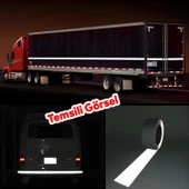 Düz Desensiz En 7.5 cm 5 Mt İkaz Bandı Reflektif Metalize Gri Renk Gece Parlayan Reflektörlü Bant - 4