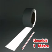 Düz Desensiz En 7.5 cm 1 Mt İkaz Bandı Reflektif Metalize Gri Renk Gece Parlayan Reflektörlü Bant thumbnail 3