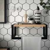 Banyo Rafı Ahşaplı Duvar Rafı Havlu Askısı - 1