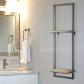 Metal Duvar Rafı Ahşaplı Duvara Sabit Banyo Organizer - 1