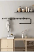 Metal Duvar Askısı Metal Askılık Elbise Askılığı Siyah 80 cm - 2
