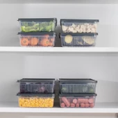 Porsima  16lI Buzdolabı Organizer Mikrodalga Ve Derin Dondurucuya Uygun Buzluk Bakliyat Saklama Kabı - Antrasit - 4