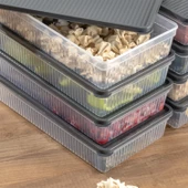 Porsima  16lI Buzdolabı Organizer Mikrodalga Ve Derin Dondurucuya Uygun Buzluk Bakliyat Saklama Kabı - Antrasit - 3
