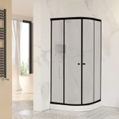 Sanica Magna Cam Duşakabin Oval Siyah Kumlama 4 mm 80 x 80 cm H:178 thumbnail 2