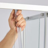 Sanica Tek Ön Cephe Duşakabin 1 Sabit 1 Kayar 5 mm Temperli Cam Mat Krom 130 cm Genişlik 188 cm H thumbnail 4