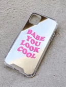 Iphone 14 Pro Max Pembe Yazılı Telefon Kabi - 1