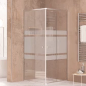 Sanica Orbit Duşakabin Kare Şerit Desenli Cam 5 mm 80 x 80 cm H:178 - 1