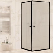 Sanica Magna Cam Duşakabin Kare Siyah Şeffaf 4 mm 100 x 100 cm H:178 thumbnail 1