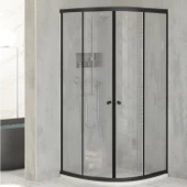 Sanica Magna Cam Duşakabin Oval Siyah Şeffaf 4 mm 90 x 90 cm H:178 thumbnail 2