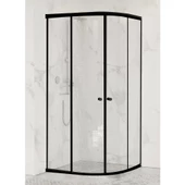 Sanica Magna Cam Duşakabin Oval Siyah Şeffaf 4 mm 90 x 90 cm H:178 thumbnail 1