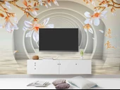 3 Boyutlu Çiçekli Tünel Temalı Duvar Kağıdı Baskı thumbnail 3