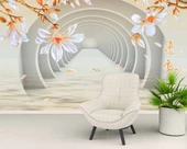 3 Boyutlu Çiçekli Tünel Temalı Duvar Kağıdı Baskı thumbnail 6