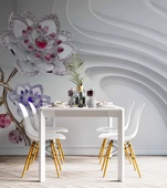 3 Boyutlu Çiçek Desenli Duvar Kağıdı Baskı - 5