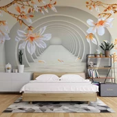 3 Boyutlu Çiçekli Tünel Temalı Duvar Kağıdı Baskı thumbnail 2