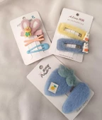 Toka Kız Çocuk Toka Seti Sevimli Ördek Tavşan Havuç Peluş toka - 2