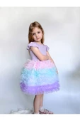 Rainbow Tütü Etekli Kısa Kollu Çocuk Elbisesi - 3