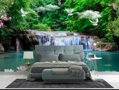 Şelale, Göl ve Orman Manzaralı Duvar Kağıdı Baskı thumbnail 2