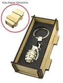 El Bombası - Grenade - Anahtarlık - Nikel Ahşap Kutulu - 5