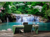 Şelale, Göl ve Orman Manzaralı Duvar Kağıdı Baskı thumbnail 3