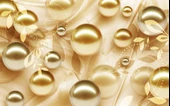 3 Boyutlu Gold Boncuk Desenli Duvar Kağıdı Baskı - 7