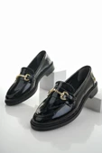 Muggo SUSSİE Garantili Metal Tokalı Kadın Loafer Günlük Ayakkabı - 8