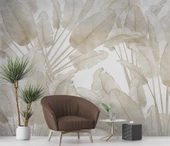 Soft Tropikal Yaprak Desenli Duvar Kağıdı Baskı - 6