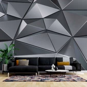 3 Boyutlu Metalik Siyah Duvar Kağıdı Baskı thumbnail 1