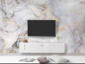 Beyaz Gold Mermer Desenli Duvar Kağıdı Baskı - 3