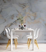 Beyaz Gold Mermer Desenli Duvar Kağıdı Baskı - 5