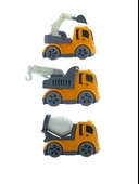 Mini İnşaat - İş Makinası Evde! 3'lü Kırılmaz Araç Seti ile Çocuklar Keşfe Dair! - 1