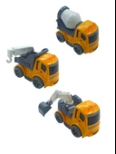 Mini İnşaat - İş Makinası Evde! 3'lü Kırılmaz Araç Seti ile Çocuklar Keşfe Dair! - 3