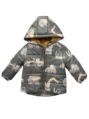Yeni Trend Kepçe & Kamyonet Desenli Polar Astarlı Kapüşonlu Kışlık İçi Peluş Erkek Bebek Mont Şişme - 2