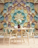 Renkli Geometrik Desenli Renkli Duvar Kağıdı Baskı - 5