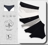 7li Paket Penye Desenli Kadın Kilot - 1