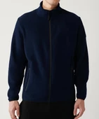 AVVA Erkek Lacivert Polar Sweatshirt Dik Yaka Soğuğa Dayanıklı Fermuarlı Regular Fit E001069 - 1