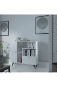 Myniture Home & Living Festival Çok Raflı 2 Dolaplı Kitaplık Modern Ayaklı Kitaplık Beyaz - 1