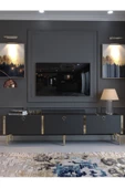 Myniture Home & Living Festival Tv Sehpası G3817-4-Y1-P1 Antrasit Gold Metal Kulp - 2