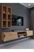 Myniture Home & Living Festival Tv Ünitesi S13000-6 Atlantik Çam Silver Duvara Monte tv sehpası - 1