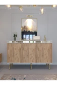 Myniture Home & Living Festival Tv Sehpası - Konsol - Orta Sehpa Beyaz Çam Gold G-SET-3-1-6 - 4